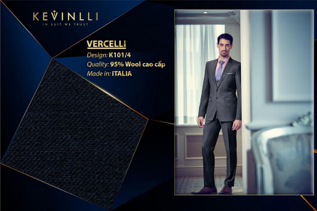 K101/4 Vercelli CXM - Vải Suit 95% Wool - Xanh Dương Trơn